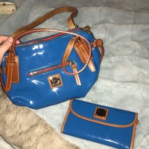 One beautiful blue small purse & a wallet as well